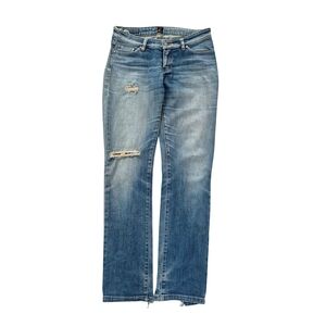 Classic Blue Distressed Low-Rise Women Jeans